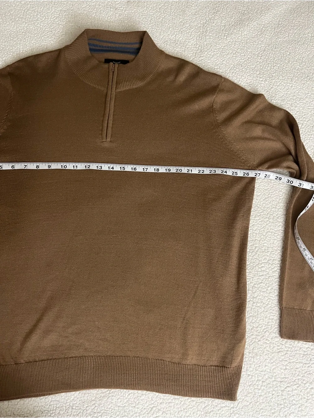 Men's Zip-Neck Sweater in Taupe